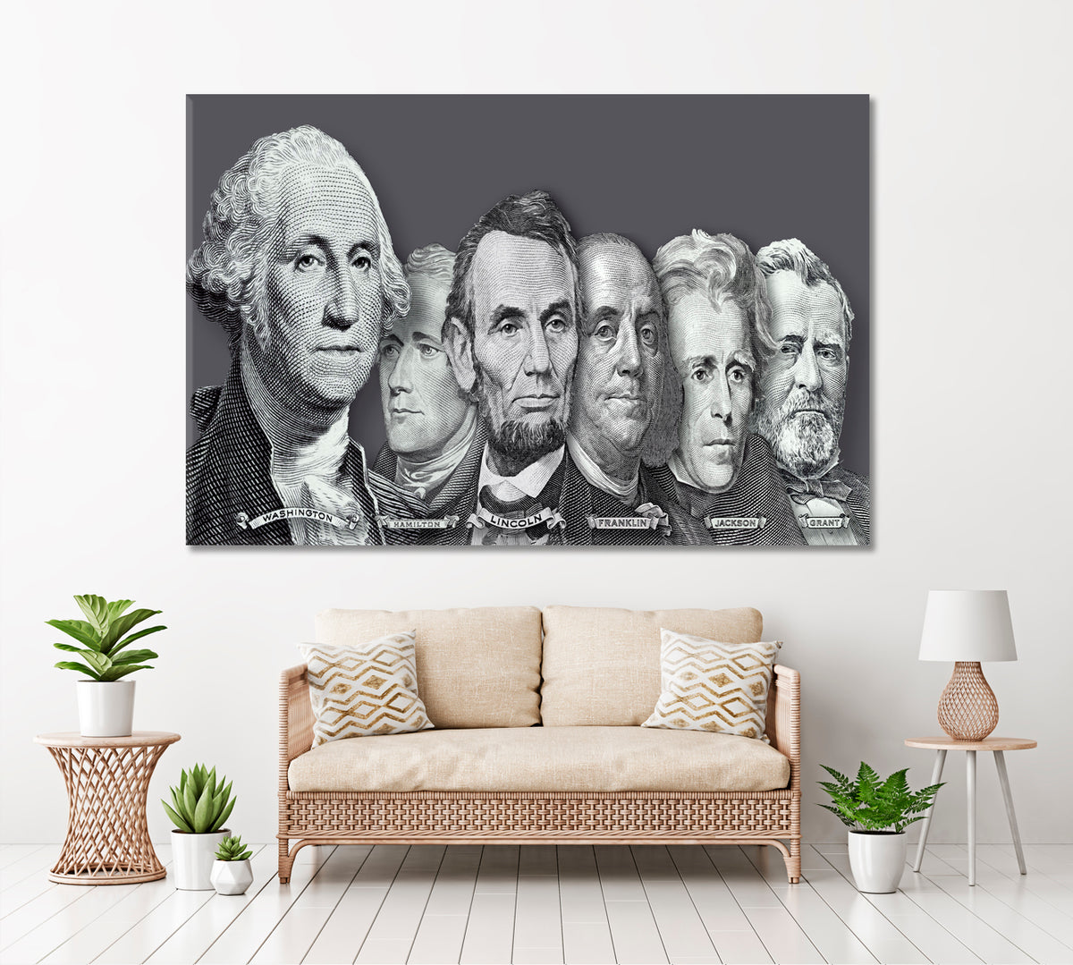 Presidents and Founding Fathers of the United States Business Concept Wall Art Artesty 1 panel 24" x 16" 