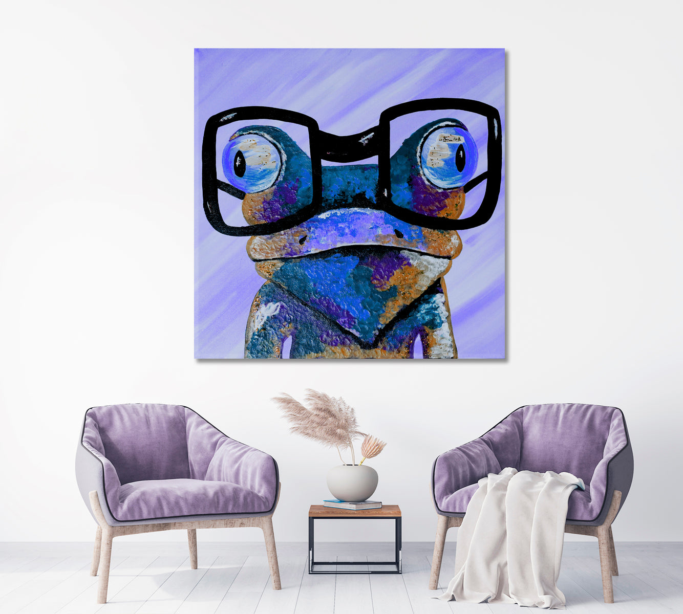 Smart Frog Animals Canvas Print Artesty 1 Panel 12"x12" 