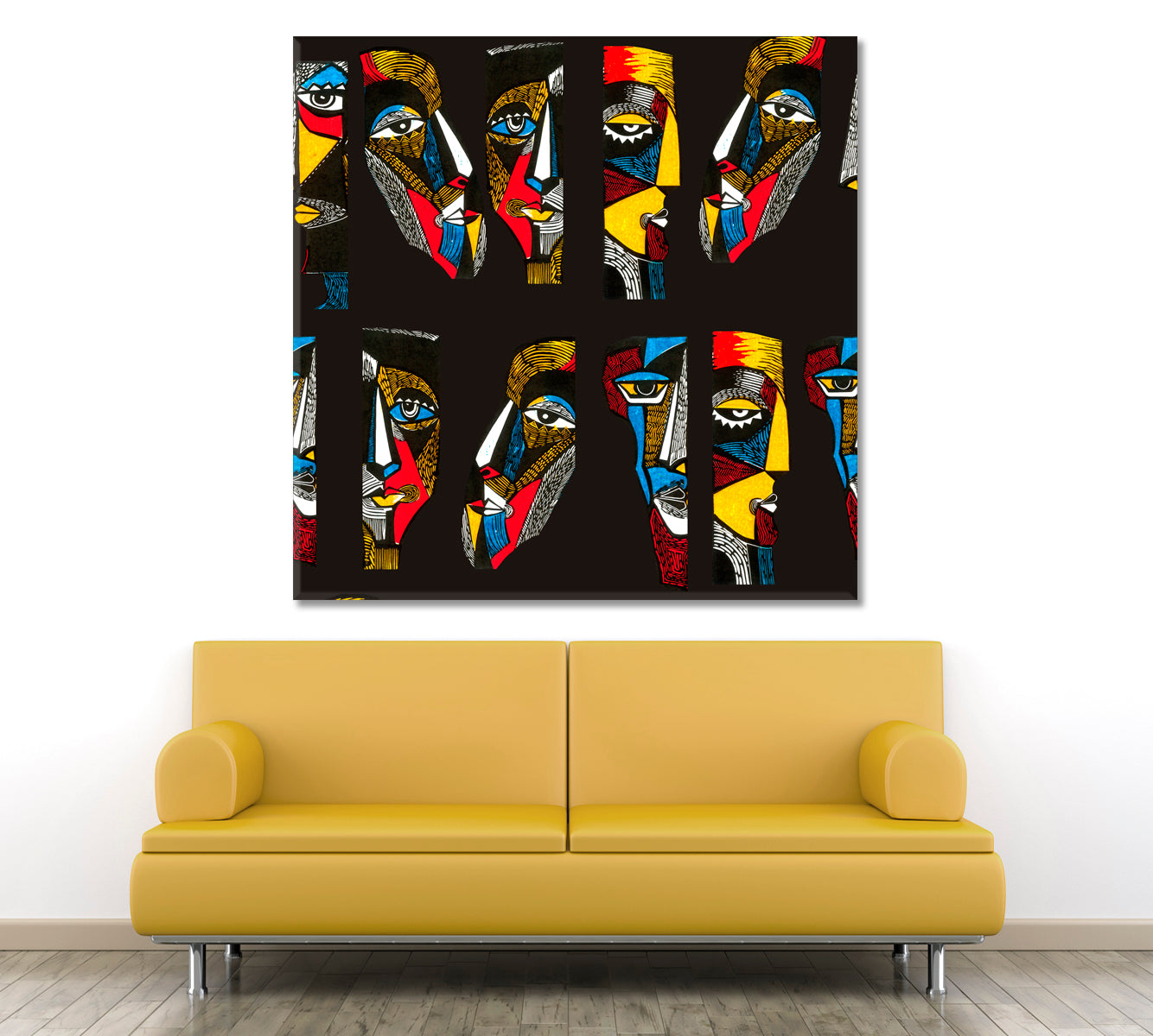 Surreal Picasso Faces African Style Canvas Print Artesty 1 Panel 12"x12" 
