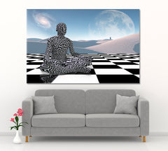 Meditation On a Chessboard Surrealism Surreal Fantasy Large Art Print Décor Artesty 1 panel 24" x 16" 