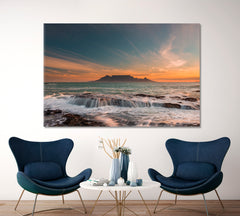 Table Mountain Sunset Cape Town South Africa Nature Wall Canvas Print Artesty 1 panel 24" x 16" 
