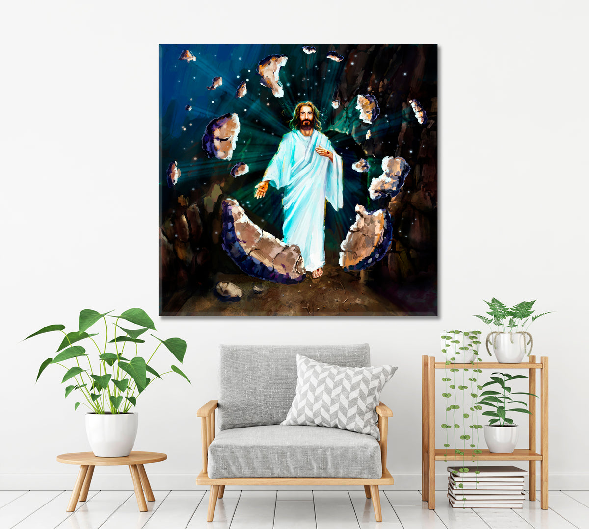 The Resurrection of Jesus Religious Modern Art Artesty 1 Panel 12"x12" 