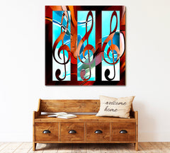Treble Clef Music Notes Abstract Modern Design Music Wall Panels Artesty 1 Panel 12"x12" 