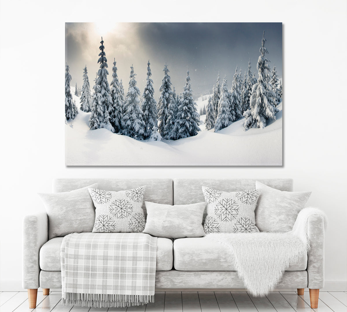 Trees with Frost And Snow In Mountains Winter Landscape Scenery Landscape Fine Art Print Artesty 1 panel 24" x 16" 