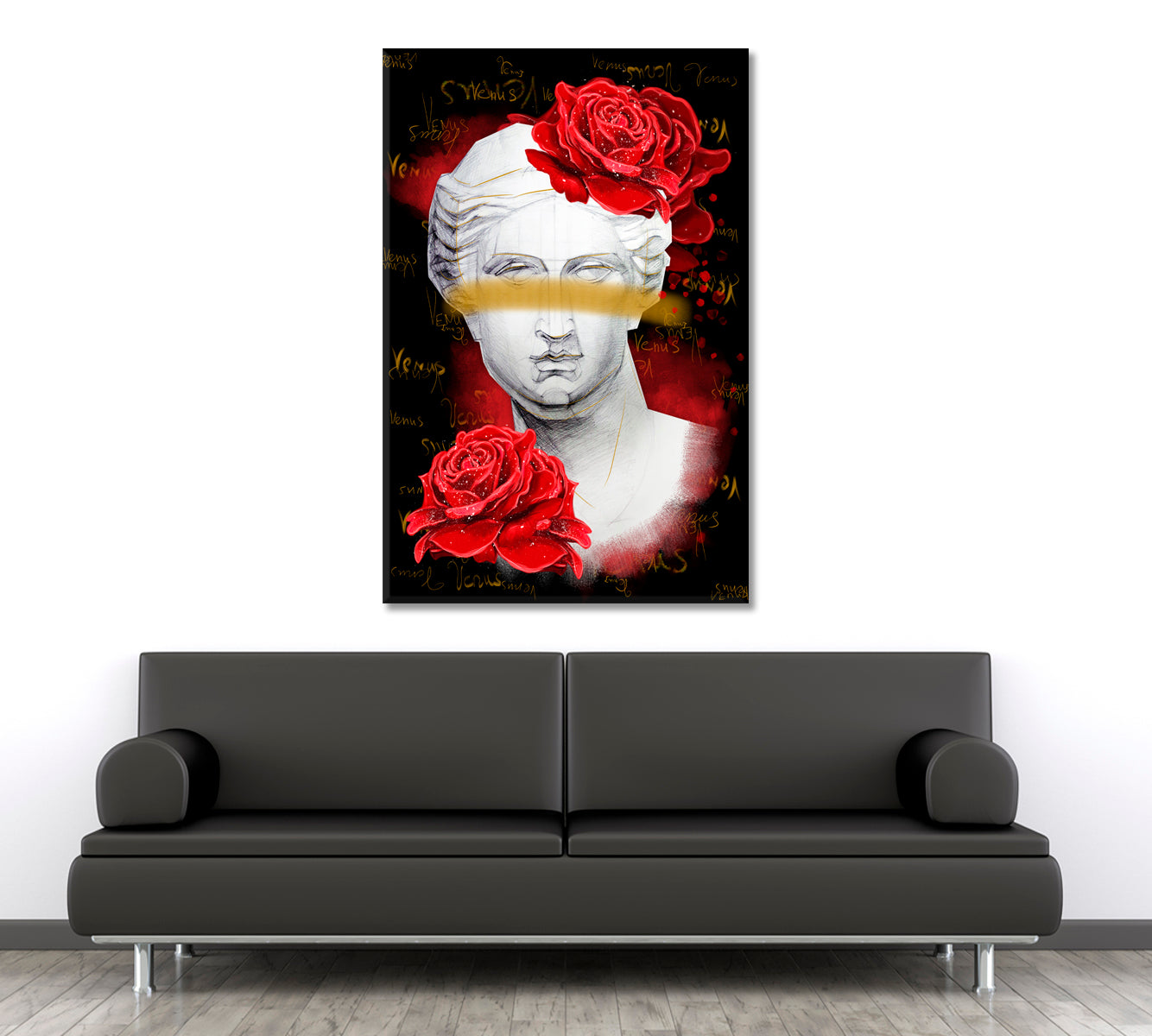 VENUS Artistic Greek Goddess Head Statue Red Roses Abstract Art Print Artesty   