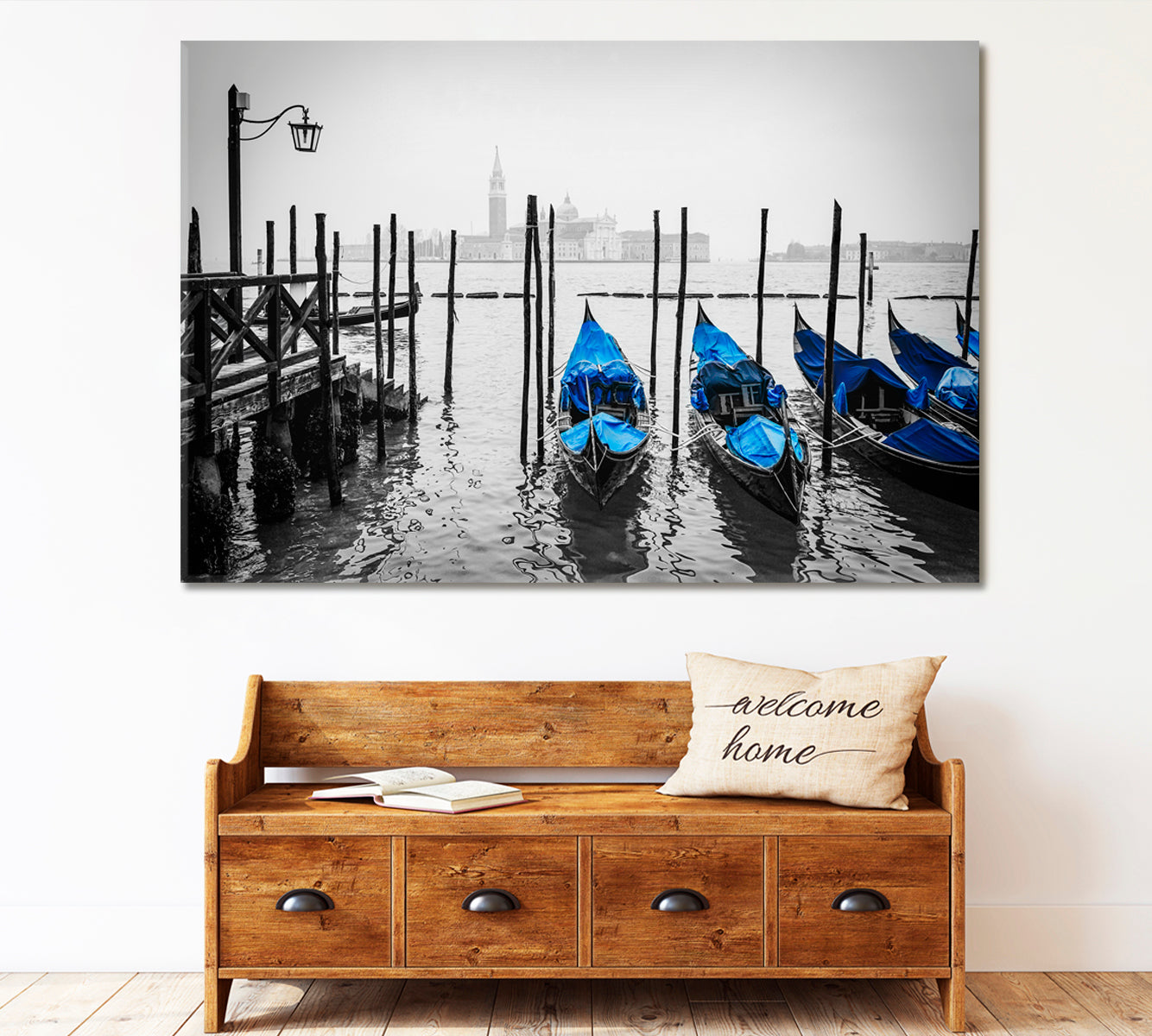 Venice Italy Typical Gondolas Cities Wall Art Artesty 1 panel 24" x 16" 