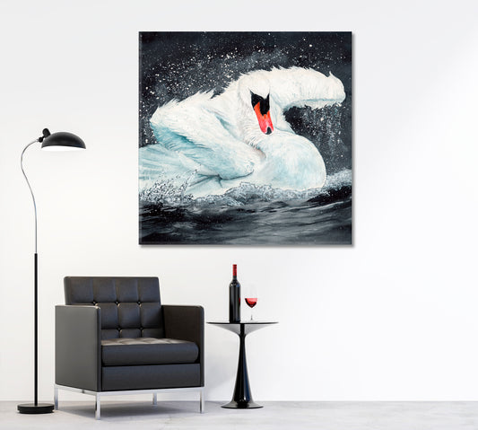 THE SWAN Symbols of Love Loyalty Soul Fine Art Artesty 1 Panel 12"x12" 