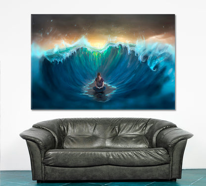 Woman Surrounded By Sea Waves Motivation Sport Poster Print Decor Artesty 1 panel 24" x 16" 