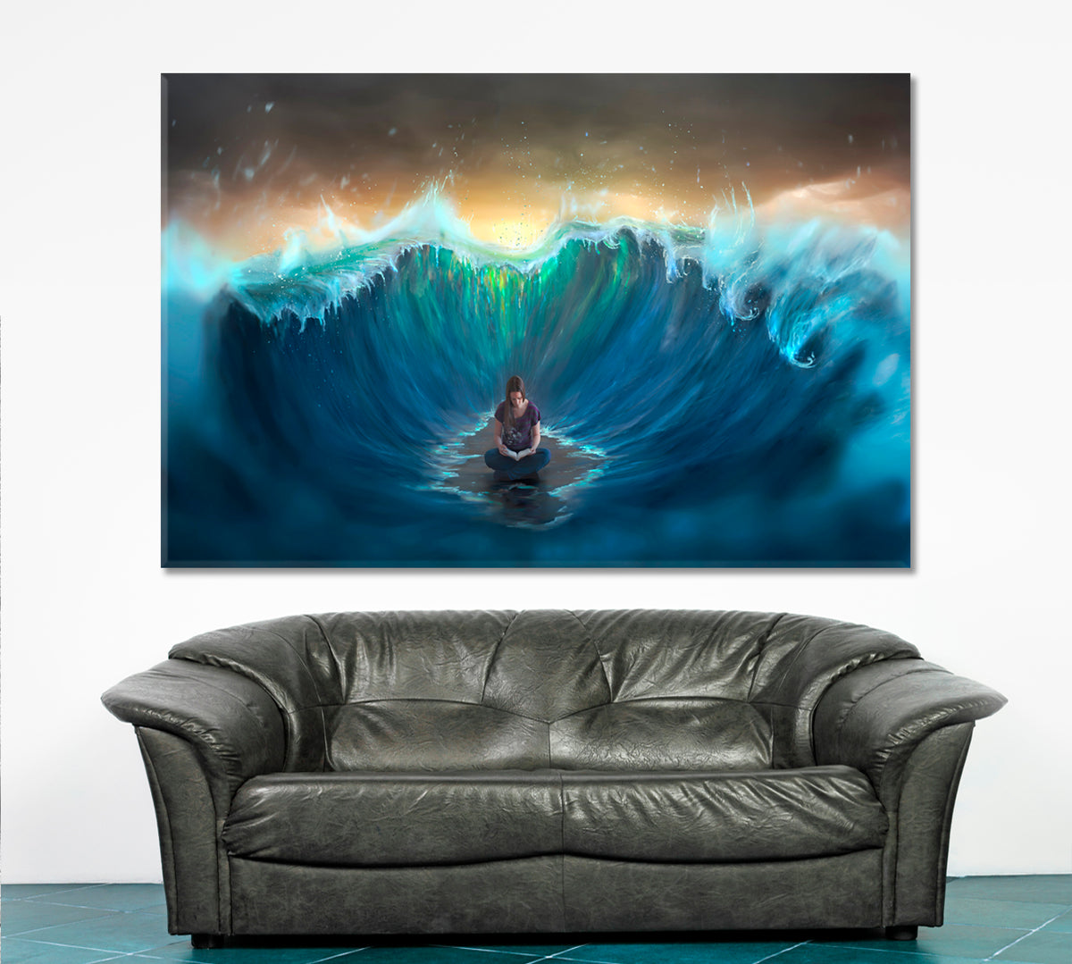 Woman Surrounded By Sea Waves Motivation Sport Poster Print Decor Artesty 1 panel 24" x 16" 