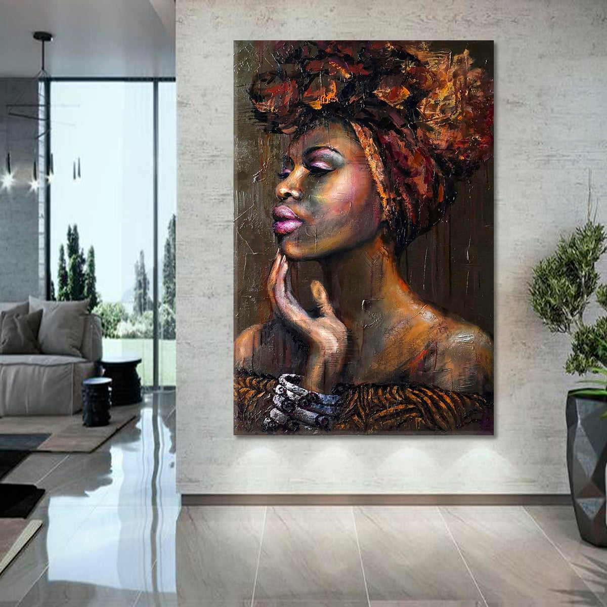 BLACK BEAUTY Breathtaking Stunning Beautiful African Women Fantastic African American Art - Vertical African Style Canvas Print Artesty 1 Panel 16"x24" 