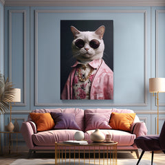 Cat with Sunglasses Canvas Prints Artesty 1 Panel 16"x24" 
