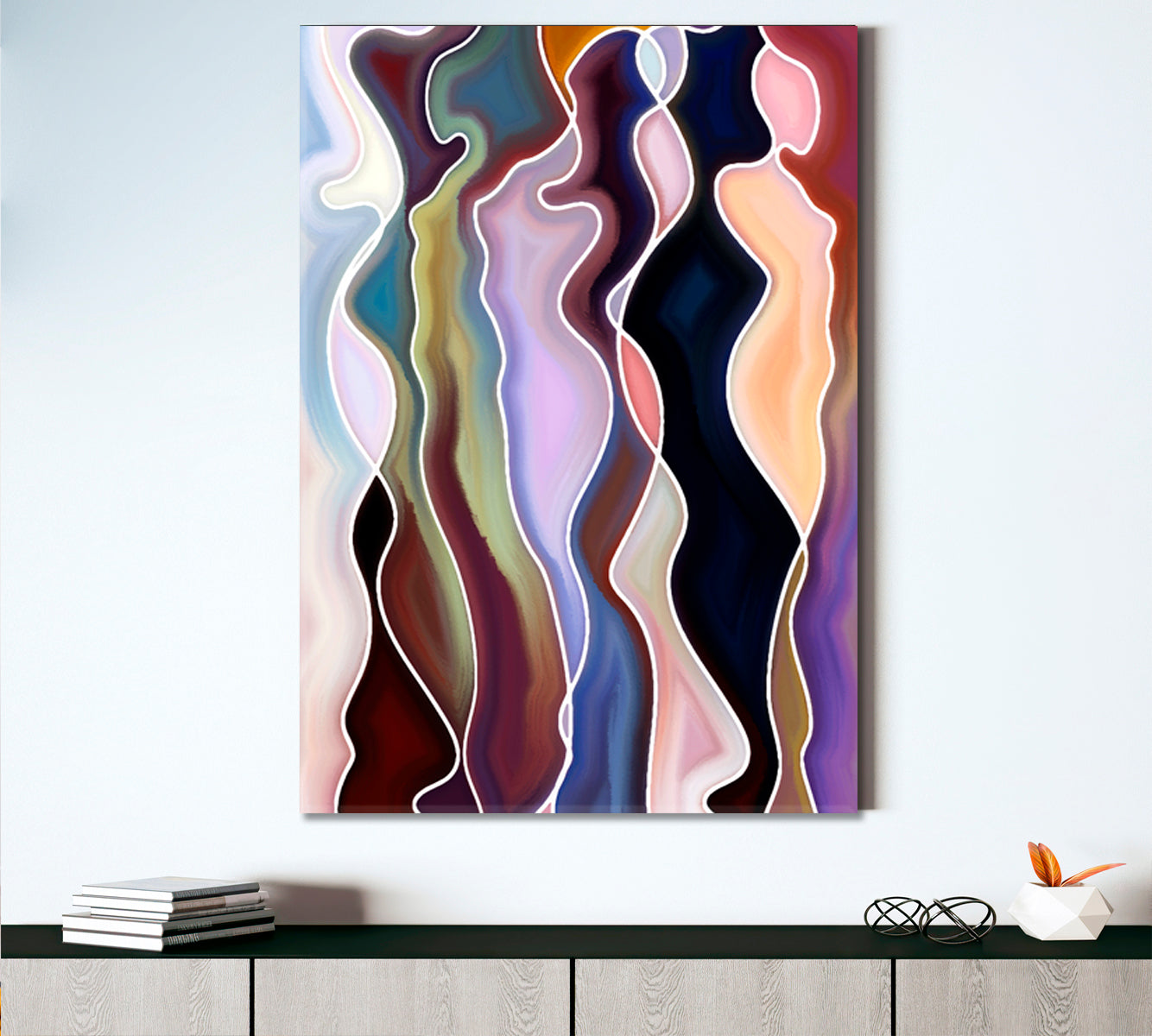 Geometric Abstract Design Composed of Feminine Curved Lines Abstract Art Print Artesty   