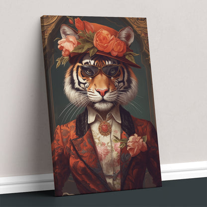 Elegant Tiger with Floral Headdress Canvas Prints Artesty   