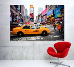 URBAN New York City Street Time Square Yellow Cab Abstract Art Print Artesty 1 panel 24" x 16" 
