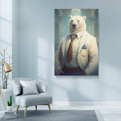 Polar Bear in Suit, Animal Office Decor Canvas Prints Artesty   