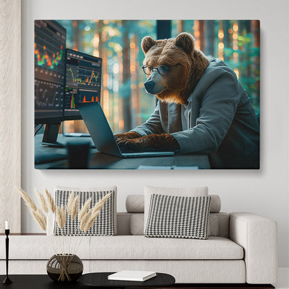 Bear Programmer Animals Canvas Print Artesty 1 panel 24" x 16"