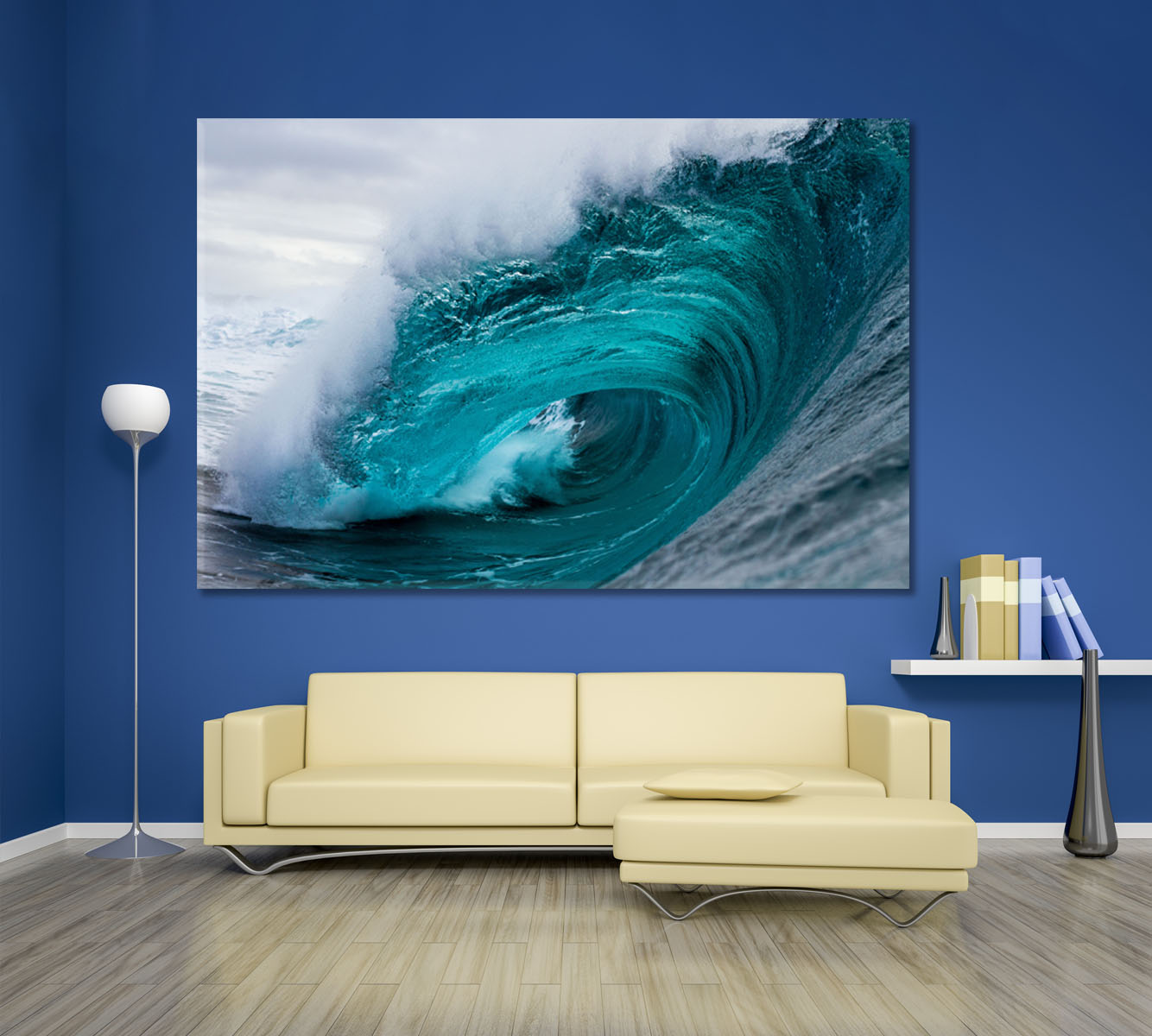 Big Blue Crashing Wave Scenic Impressive Photo Nautical, Sea Life Pattern Art Artesty 1 panel 24" x 16" 
