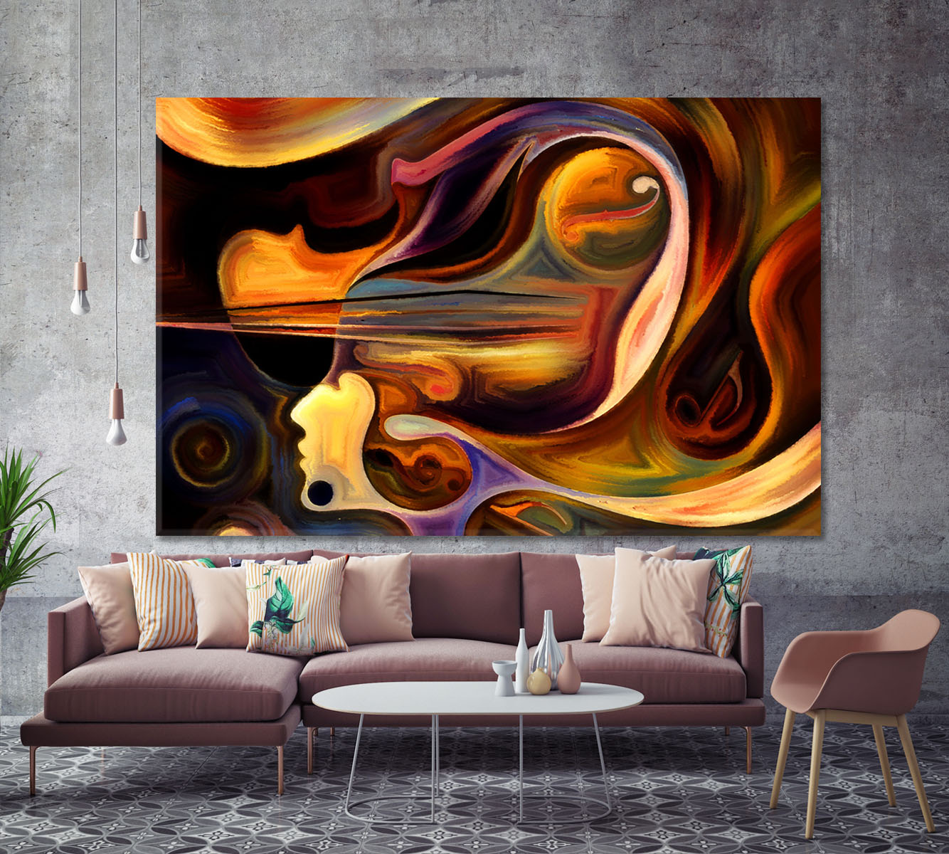 Music Spirituality Abstract Design Colorful Human and Musical Figures Music Wall Panels Artesty 1 panel 24" x 16" 