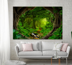 Deep Tropical Jungles Rainforest Poster Tropical, Exotic Art Print Artesty 1 panel 24" x 16" 