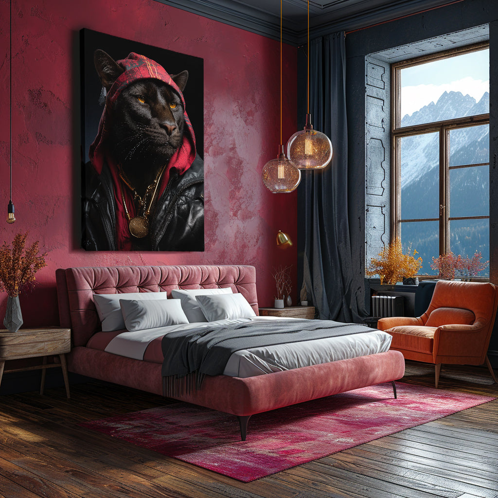 Hip-Hop Style Panther in Hoodie Canvas Prints Artesty