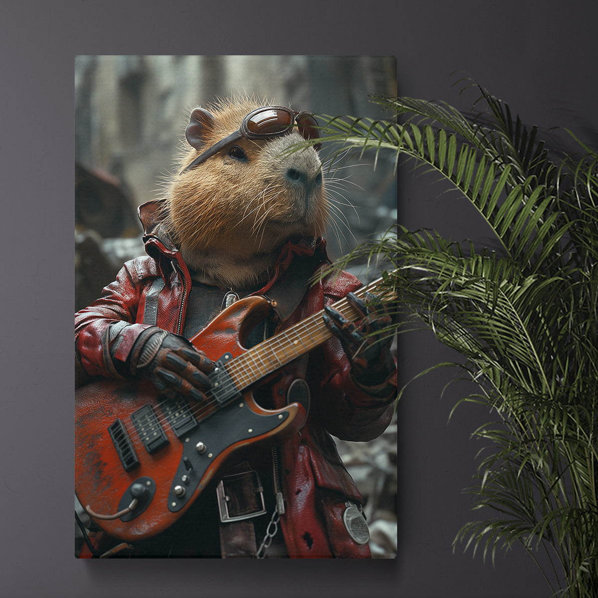 Cool Capybara Playing Electric Guitar Canvas Prints Artesty 1 Panel 16"x24"