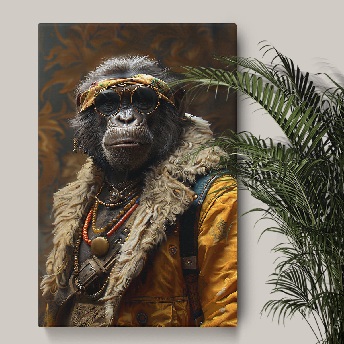 Boho Gorilla in Retro Outfit Canvas Prints Artesty