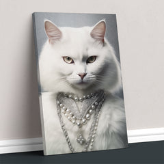Majestic White Cat with Pearls Canvas Prints Artesty   