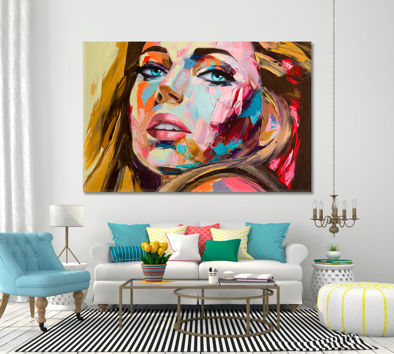 Colorful Emotions Fantasy Woman Portrait Expressionism Contemporary Art Artesty 1 panel 24" x 16" 