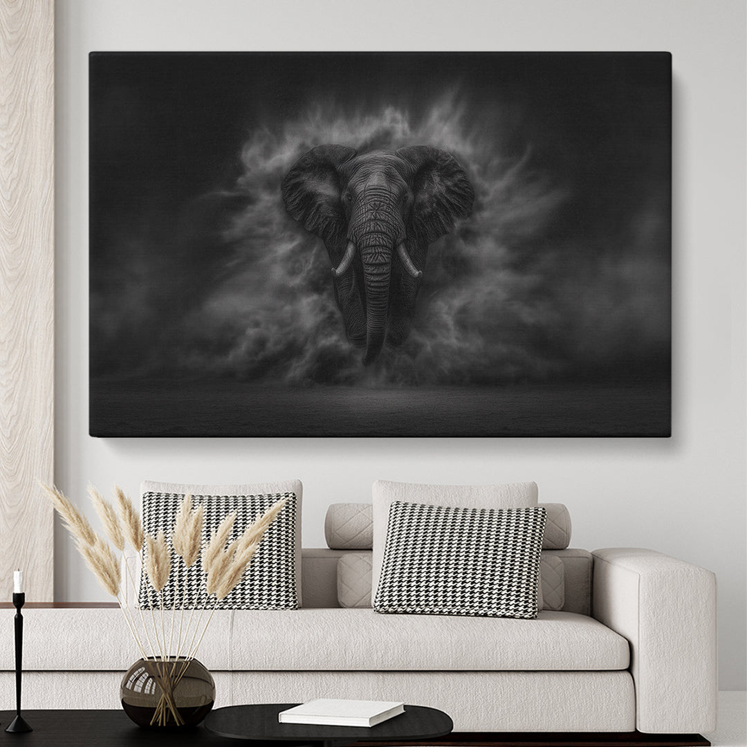 Black and White Elephant Animals Canvas Print Artesty 1 panel 24" x 16"