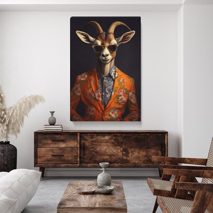Trendy Gazelle in Blazer and Sunglasses Canvas Prints Artesty