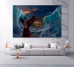 Moses Crossing the Red Sea Religious Modern Art Artesty 1 panel 24" x 16" 
