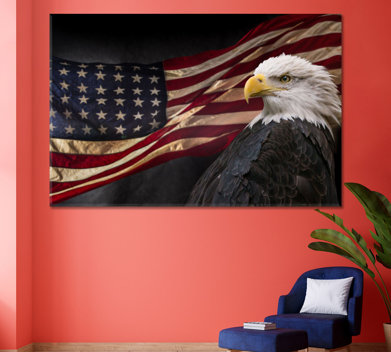 Powerful America Patriotic Symbols Bald Eagle Poster Posters, Flags Giclee Print Artesty 1 panel 24" x 16" 