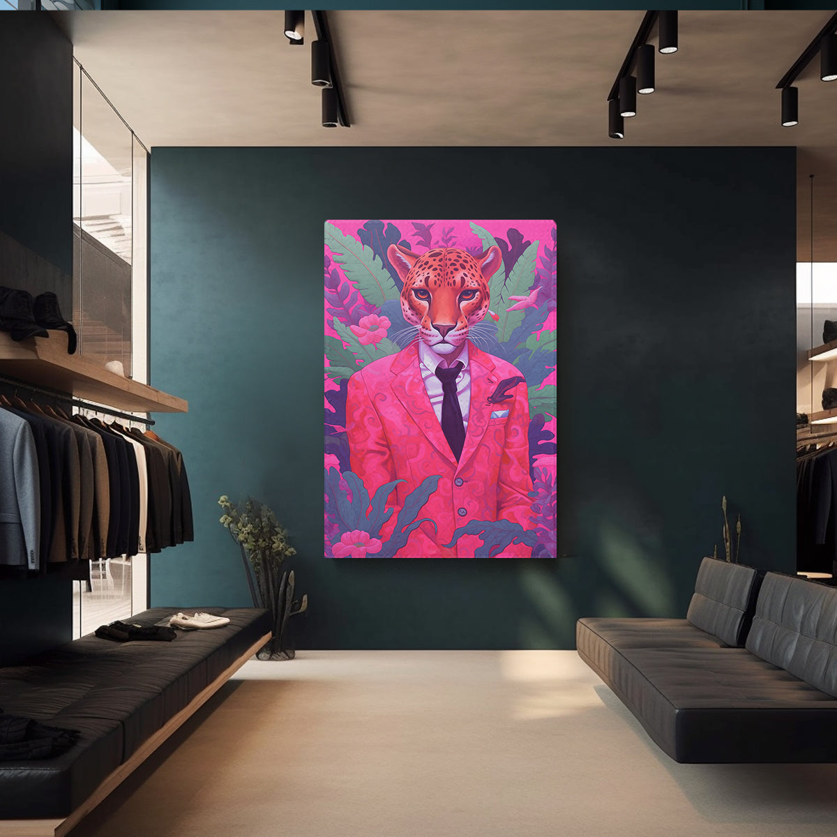 Leopard in Pink Suit Jungle Canvas Prints Artesty
