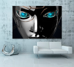 CYBER WORLD Female Bot Face Robot Futuristic Cyber Technology Poster Business Concept Wall Art Artesty 1 panel 24" x 16" 