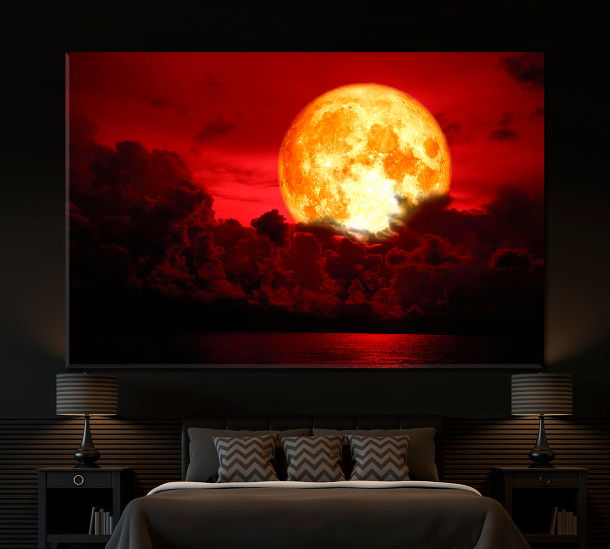 Eclipse Full Blood Moon Fabulous Landscape Scenery Landscape Fine Art Print Artesty 1 panel 24" x 16" 