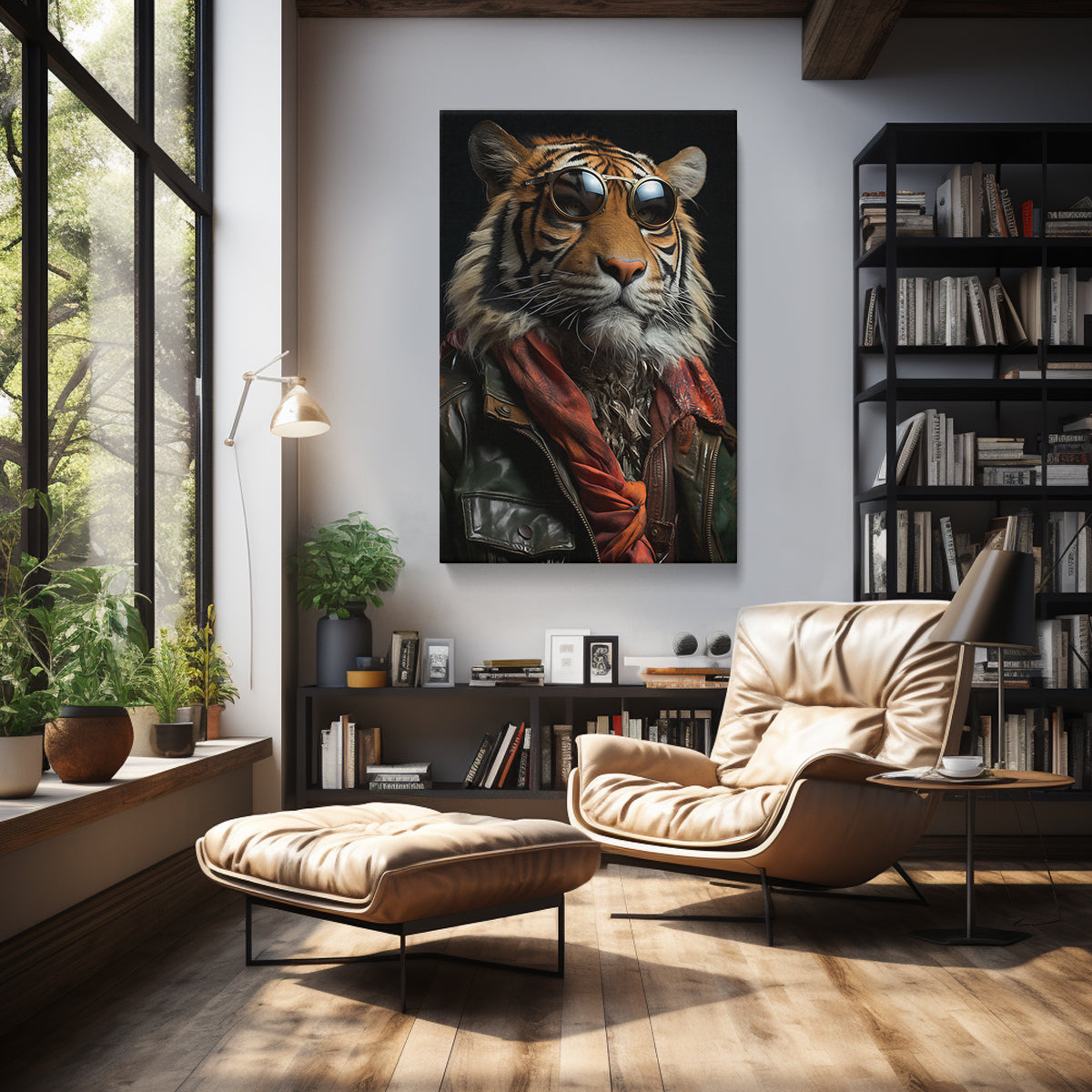 Charming Tiger, Fashionable Wildlife, Animal Lovers Abstract Art Print Artesty   