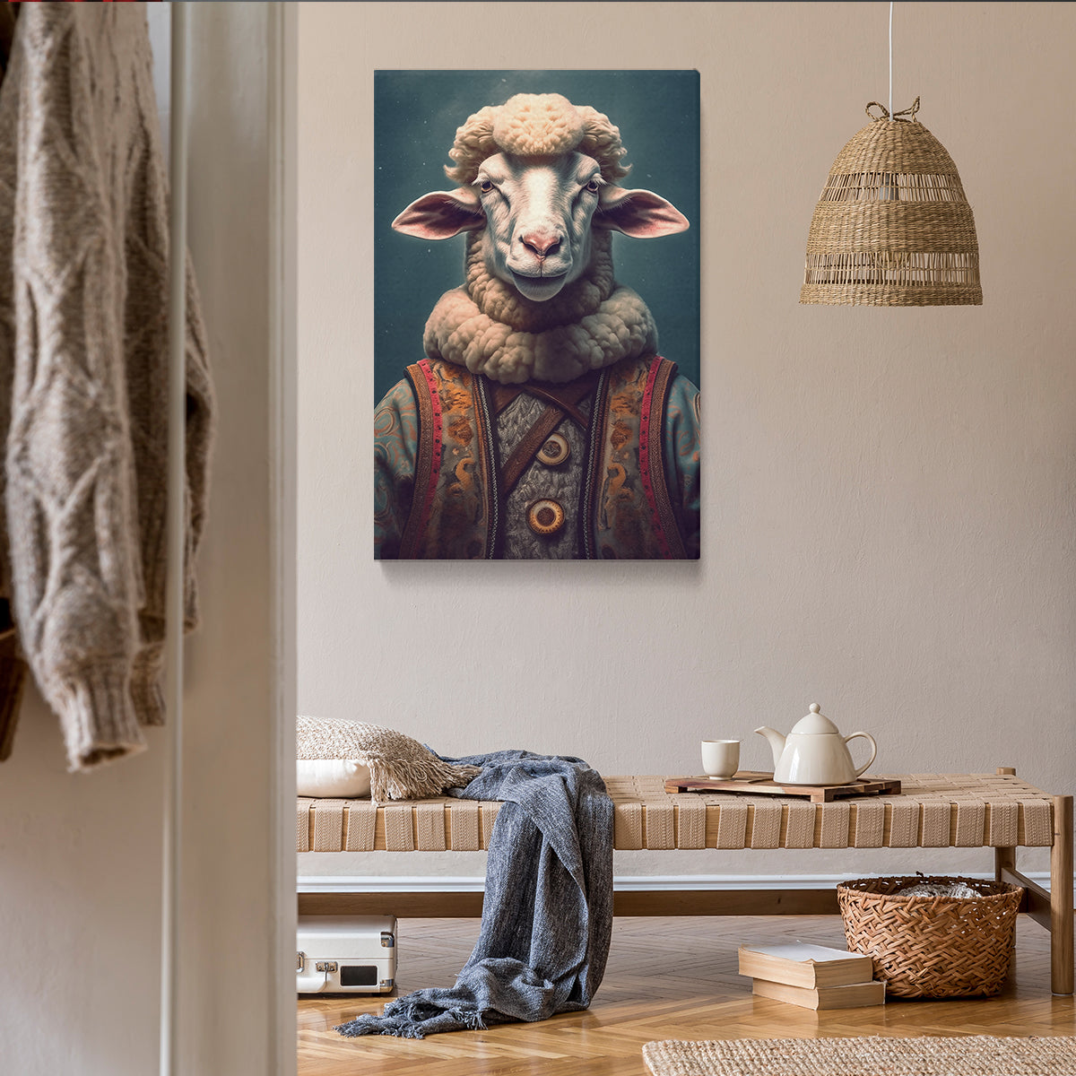 Sheep in Traditional Attire Canvas Prints Artesty 1 Panel 35"x55" 