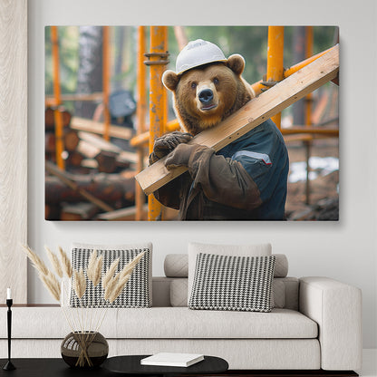 Bear Construction Worker Animals Canvas Print Artesty 1 panel 24" x 16"