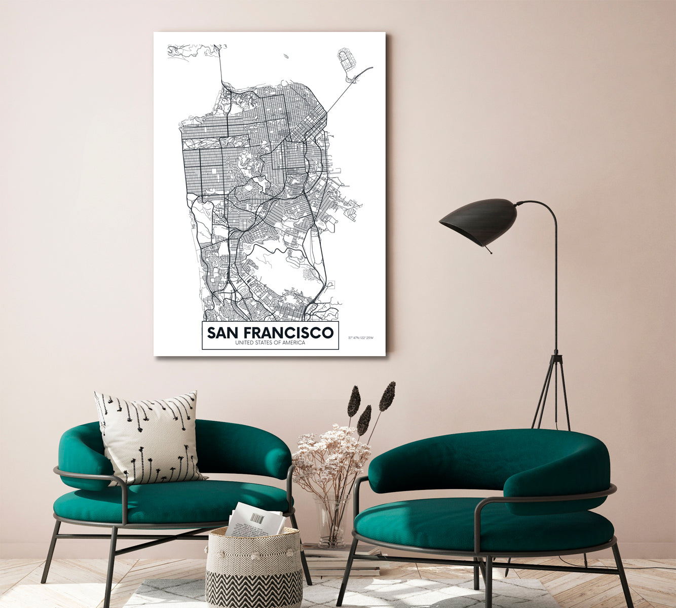 Detailed City Map San Francisco California USA Maps Canvas Artwork Artesty   