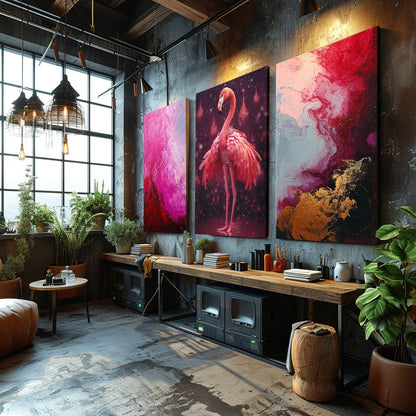 Flamingo in Sparkling Dress Canvas Prints Artesty