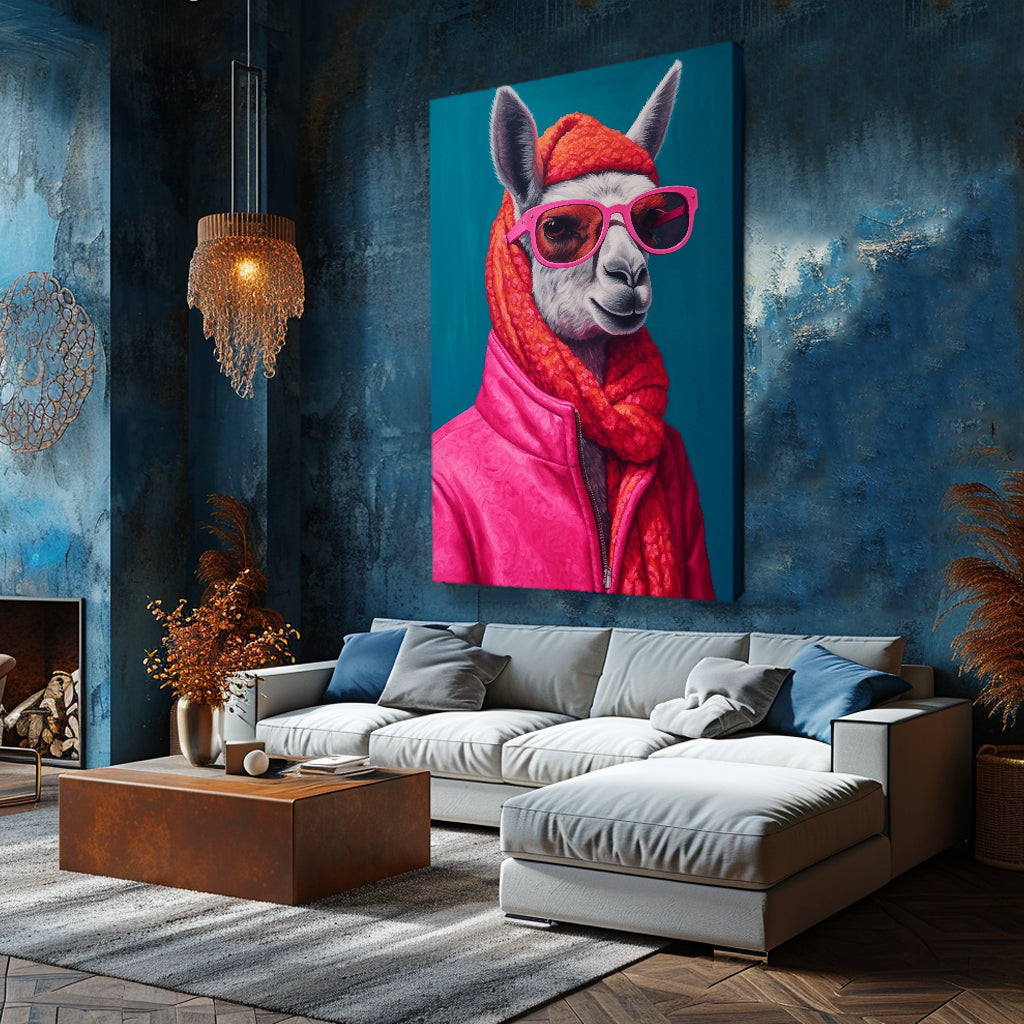 Llama in Pink Glasses Canvas Prints Artesty
