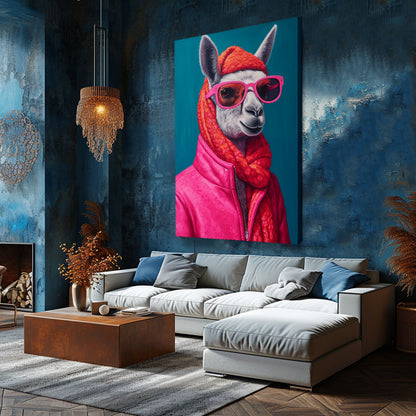 Llama in Pink Glasses Canvas Prints Artesty