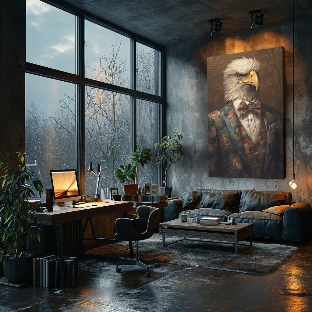 Eagle in Floral Suit Canvas Prints Artesty