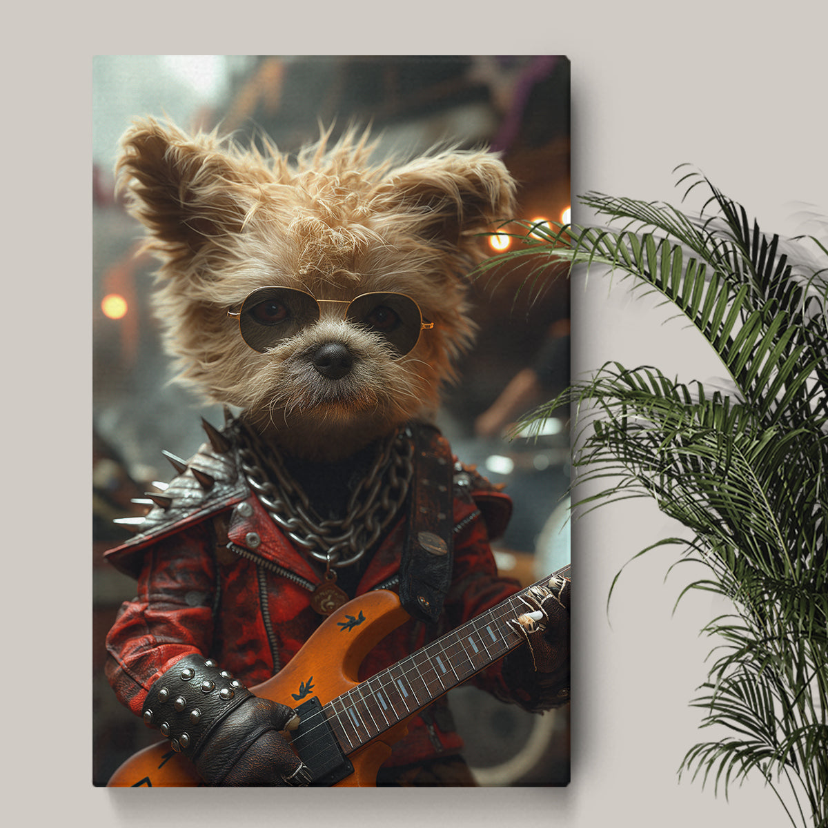 Rockstar Dog Playing Guitar Canvas Prints Artesty