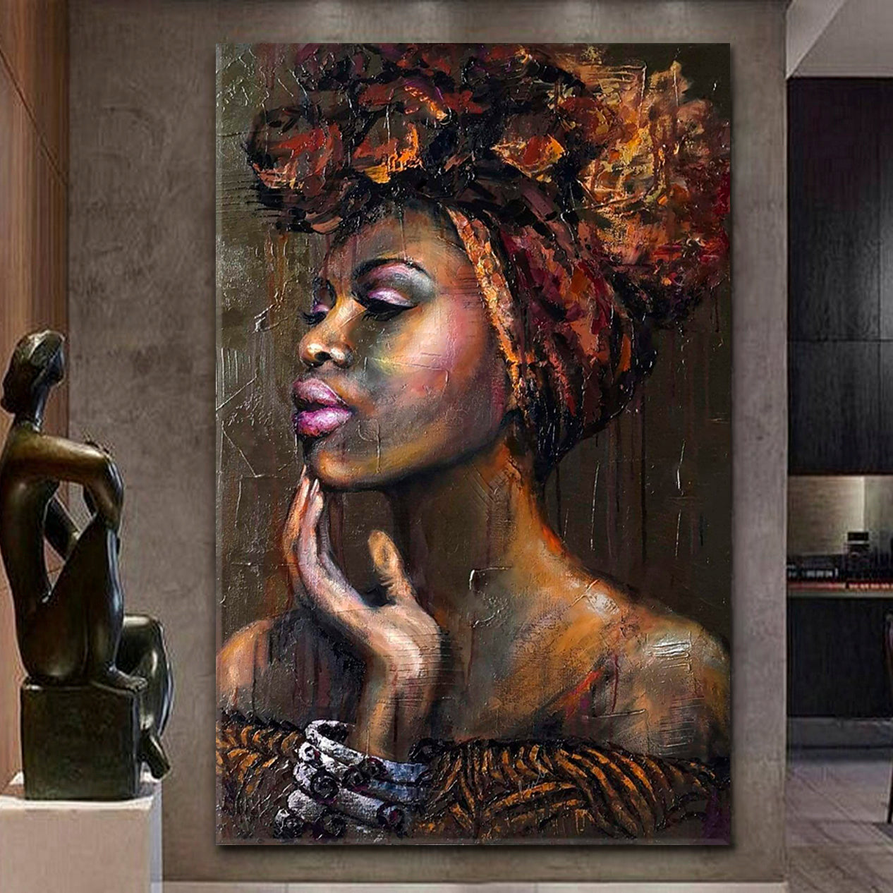 BLACK BEAUTY Breathtaking Stunning Beautiful African Women Fantastic African American Art - Vertical African Style Canvas Print Artesty   