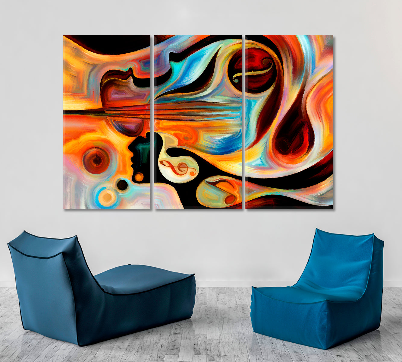 INNER MELODY Modern Colorful Human Musical Shapes Abstraction Music Wall Panels Artesty   