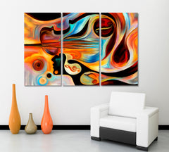 INNER MELODY Modern Colorful Human Musical Shapes Abstraction Music Wall Panels Artesty 3 panels 36" x 24" 