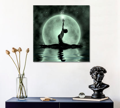 BEAUTY Moonlight Meditation Asian Style Canvas Print Wall Art Artesty   