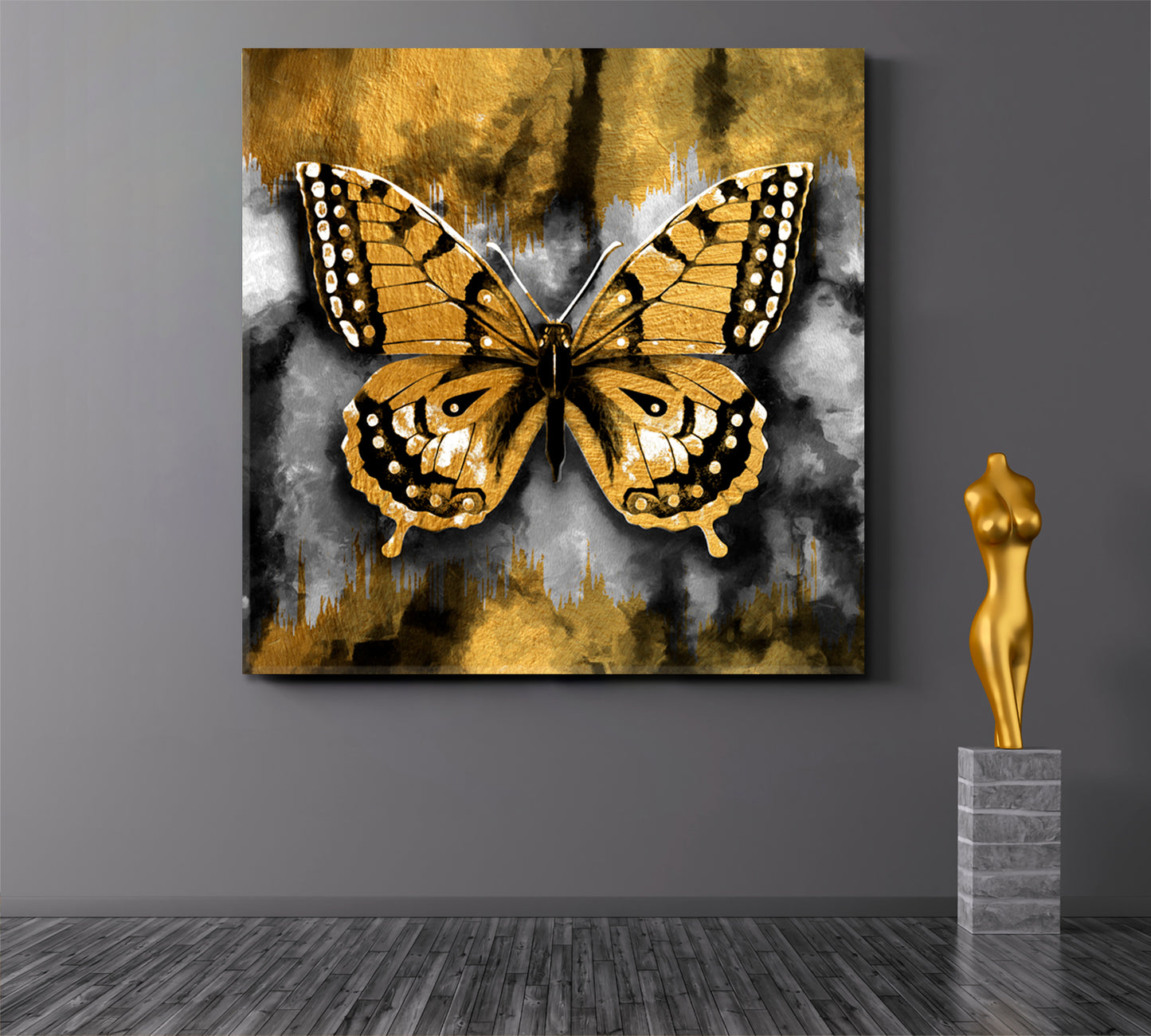 BUTTERFLY Oriental Style Abstract Art Print Artesty 1 Panel 12"x12" 