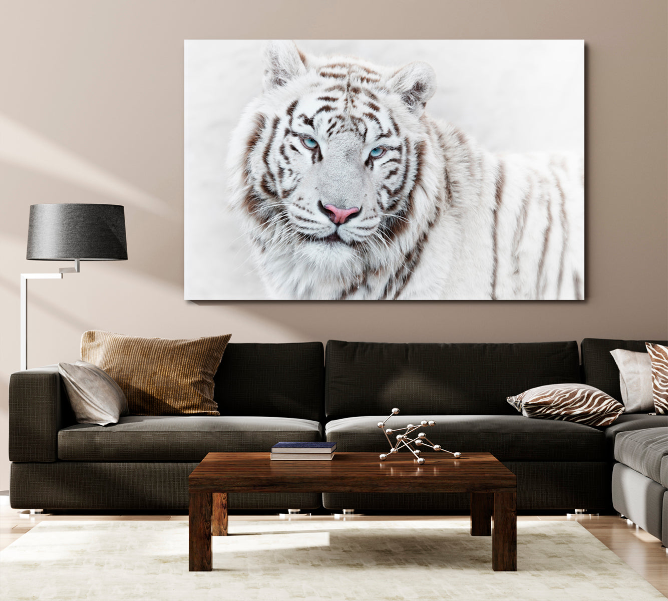 Beautiful Mighty White Tiger Animals Canvas Print Artesty 1 panel 24" x 16" 